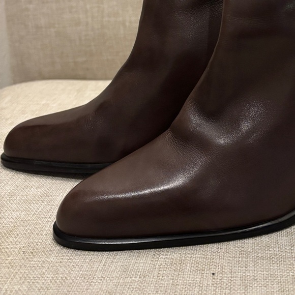 Vintage Nine West Espresso Brown Genuine Leather Ankle Heel Boots 90s Office - Picture 4 of 15